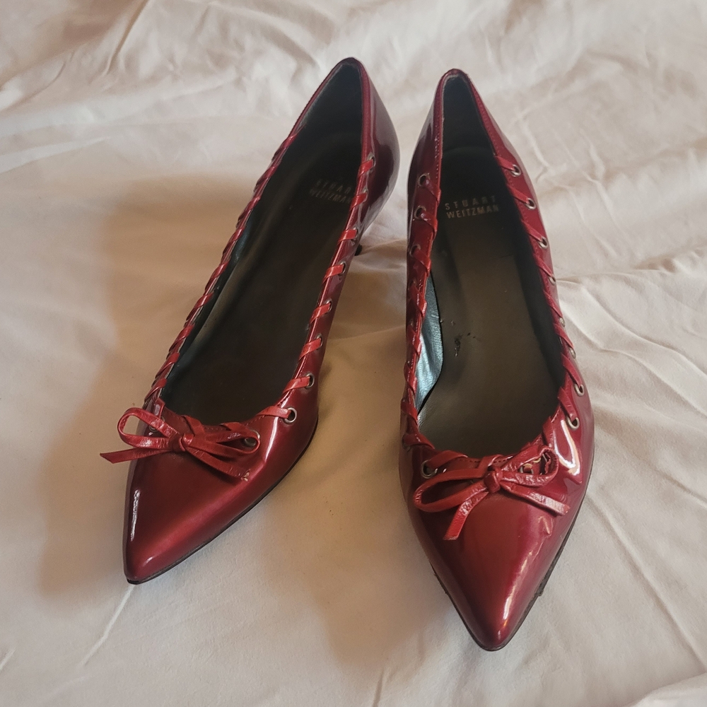 Stuart Weitzman Burgundy Patent Leather Heels